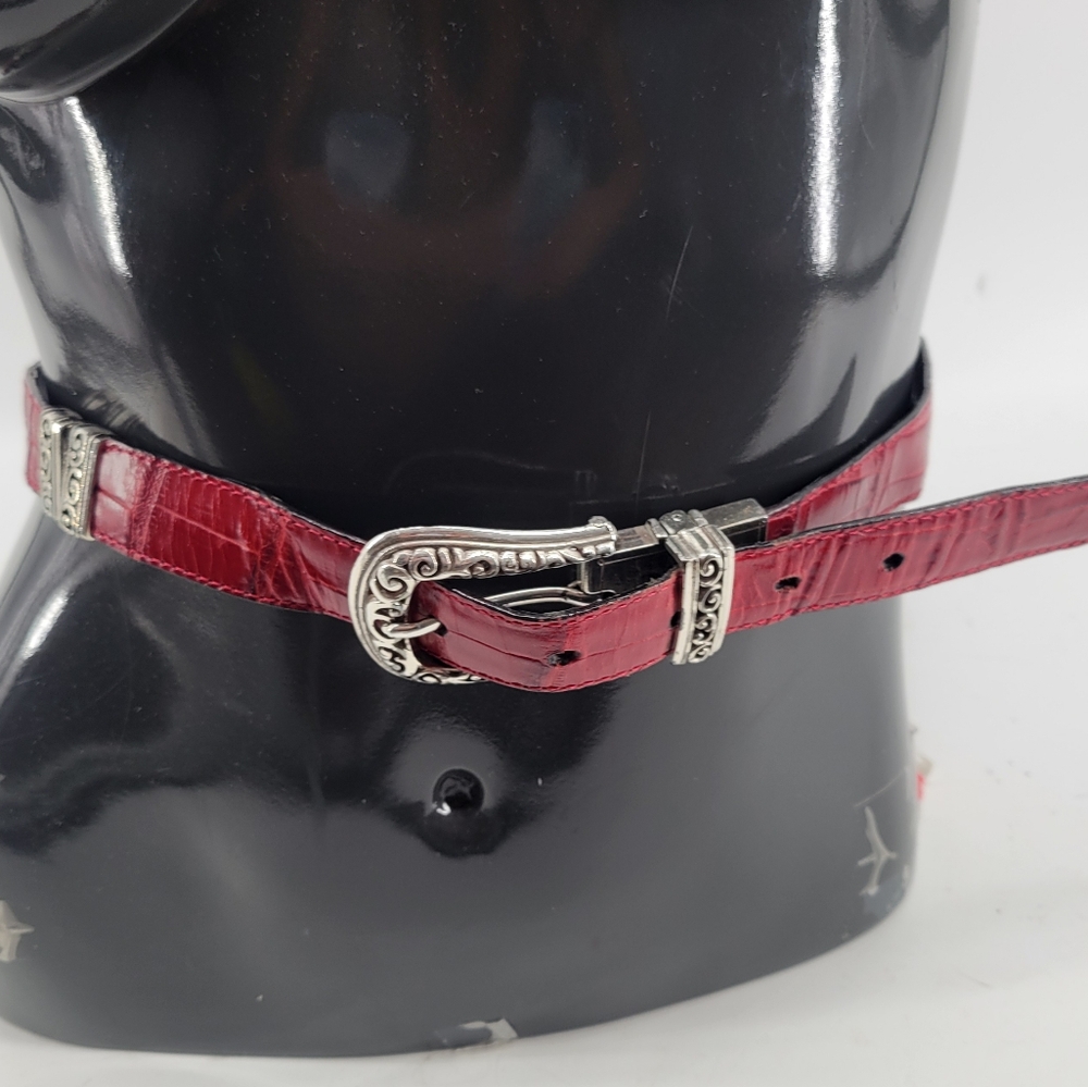 Brighton Reversible Black Red Leather Belt with Ornate Silver Buckle Size Large - Picture 3 of 9